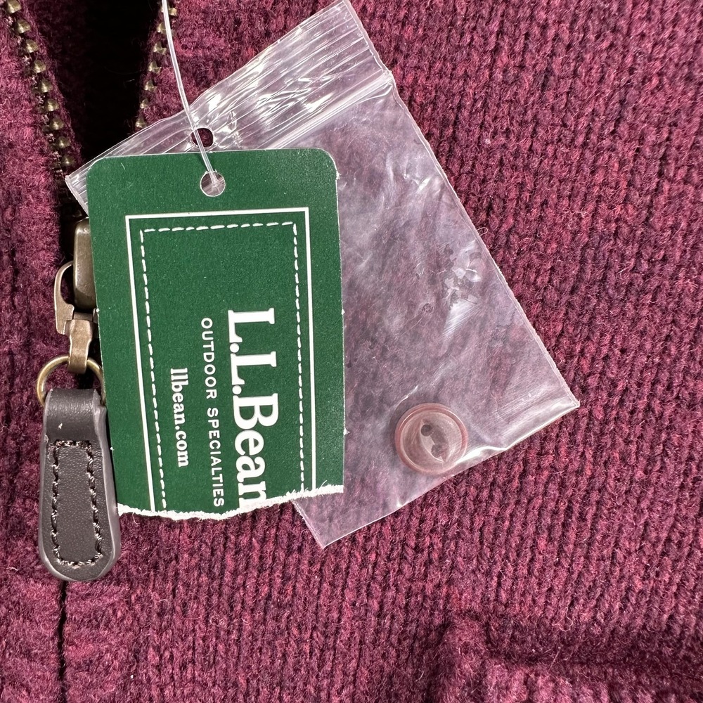 LL Bean Rangeley Sweater Mens Large‎ Purple Merino Wool 1/4 Zip Mock Neck - Picture 3 of 15